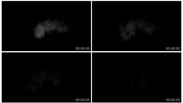 烟气烟雾青烟火药烟4K高清黑屏抠像特效视频素材