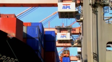 港口码头货轮吊车吊装集装箱货物视频素材