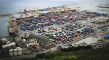货轮货物港口码头繁忙全景视频素材