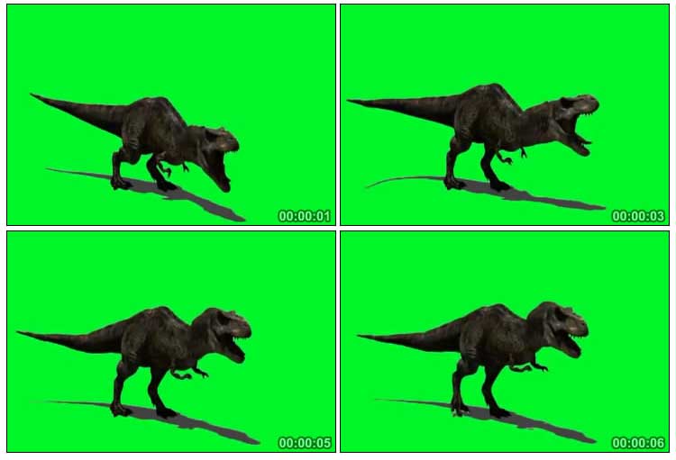 恐龙张嘴吼叫绿屏抠像特效视频素材