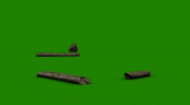 恐龙冲撞撞断木头绿屏抠像特效视频素材