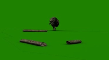恐龙冲撞撞断木头绿屏抠像特效视频素材