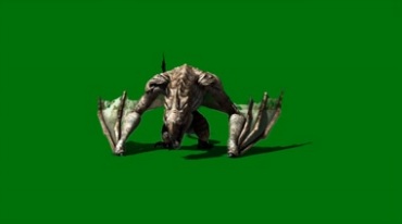 怪兽神兽飞兽喷火绿屏抠像特效视频素材
