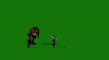 恐龙追人咬绿幕抠像特效视频素材