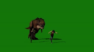 恐龙追人咬绿幕抠像特效视频素材