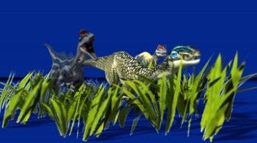 三只恐龙低吼抠像特效视频素材
