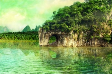 桂林象鼻山仙境碧水青山清澈河水美丽风光视频素材