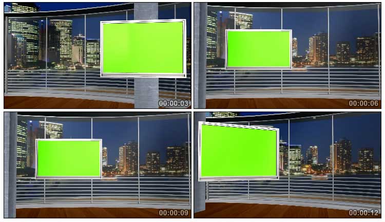 新闻直播间绿色电视屏幕背景视频素材