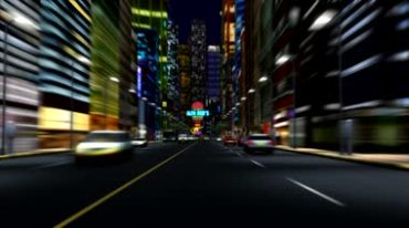 城市夜晚汽车穿梭高楼道路灯光夜景视频素材
