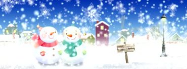 圣诞节雪花飘飘下大雪雪人冬季节日雪景视频素材