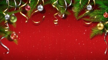 圣诞球彩带红色动态背景视频素材