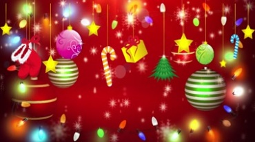 喜庆圣诞礼物帽子袜子星星被挂着炫光粒子视频素材
