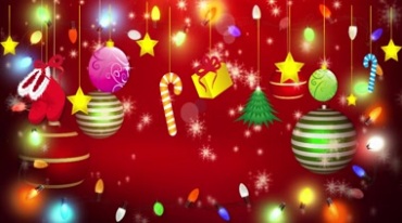 喜庆圣诞礼物帽子袜子星星被挂着炫光粒子视频素材