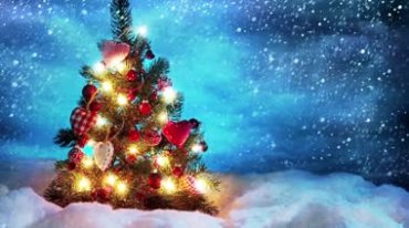 梦幻彩灯圣诞树雪花粒子视频素材