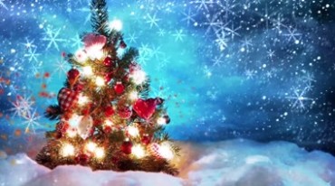 梦幻彩灯圣诞树雪花粒子视频素材