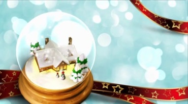 圣诞雪人小木屋玻璃球视频素材