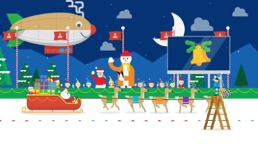 创意卡通圣诞节倒计时圣诞老公公驾雪橇礼物视频素材