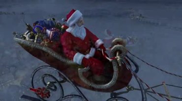 圣诞老人驯鹿拉雪橇派发礼物视频素材