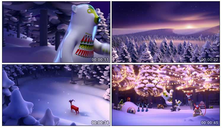 森林圣诞节情景剧小动物深山小鹿庆祝视频素材