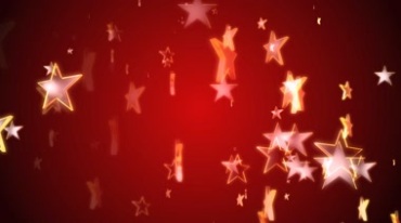 金色透明五角星上升红色背景视频素材