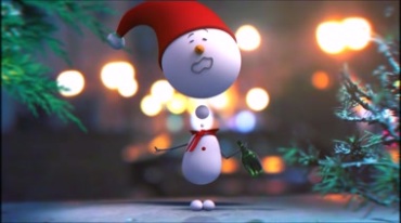 圣诞可爱带圣诞帽的小雪人视频素材