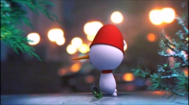 圣诞可爱带圣诞帽的小雪人视频素材