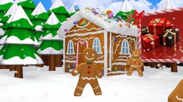 圣诞节小人雪花雪地房子树装扮元素视频素材