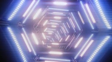 科技闪光科幻隧道通道穿梭灯光闪烁动态视频素材