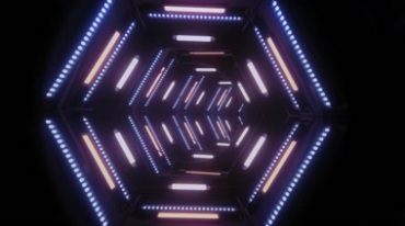 科技闪光科幻隧道通道穿梭灯光闪烁动态视频素材