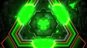 超炫VJ绿色炫光门科技隧道穿越时空之门视频素材