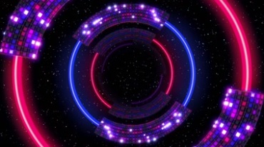 圆圈圆环Led灯光组彩色光效动态穿梭视频素材