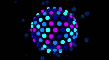 圆球上布满了霓虹灯泡闪烁彩色灯光特效视频素材
