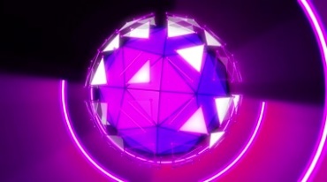霓虹炫光透明玻璃球体粉红色灯效视频素材