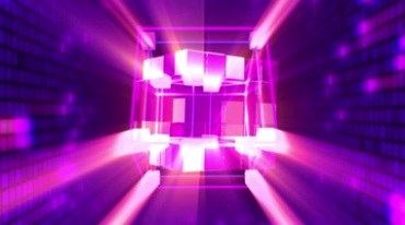 动感透明立方体发出霓虹炫光视频素材