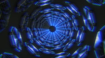 超炫VJ蓝色空间隧道转动特效视频素材
