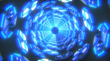 超炫VJ蓝色空间隧道转动特效视频素材