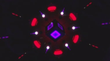 夜店红色光效立方体旋转黑屏抠像背景视频素材