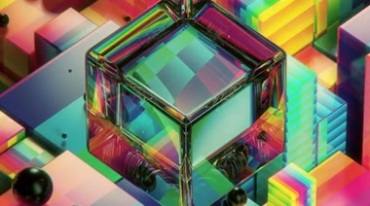 透明玻璃体彩色动态背景视频素材
