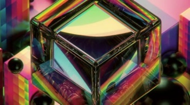 透明玻璃体彩色动态背景视频素材