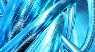 动态金属蛇形科技管子蓝色背景视频素材