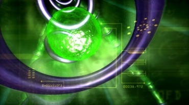 高科技螺旋圆圈绿色光球能量球视频素材