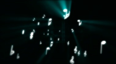 闪亮音乐符号音符空中飘浮动态特效视频素材