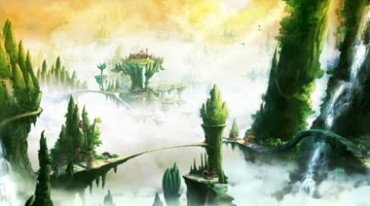 游戏仙境绿山高山云海场景视频素材