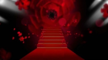 中国红大气红地毯台阶红绸闪光灯视频素材