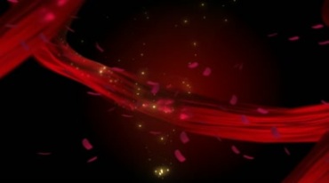 中国红绸缎花瓣飘舞晶亮粒子闪烁视频素材