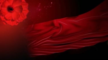 中国红绸飘动花开粒子特效视频素材