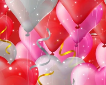 粉红色桃心爱心形状气球上升浪漫粒子光效视频素材