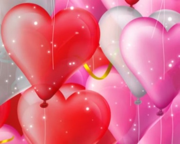 粉红色桃心爱心形状气球上升浪漫粒子光效视频素材