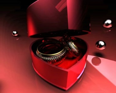 婚礼红色礼盒里摆放一对戒指婚戒视频素材