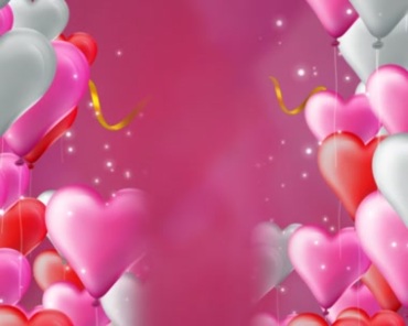 红粉色桃心气球彩球升空上升视频素材
